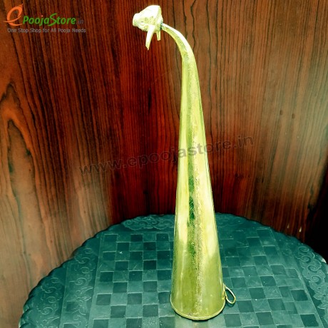 Pure Brass Gaumukhi Shringi for Abhishekam, Bathing Pot for Gods, Gomukhi Shringi Pipe, Cone Shape 